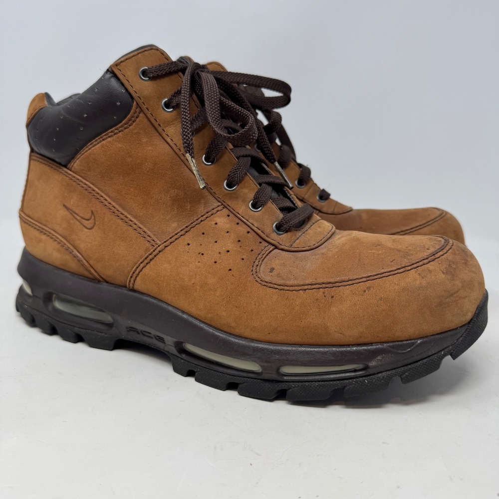 Nike ACG Air Max Goadome Brown Sueded Leather Hiking Boots 865031-225 Mens 11